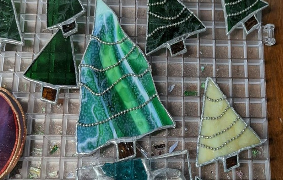 DIY Stained Glass Christmas Trees